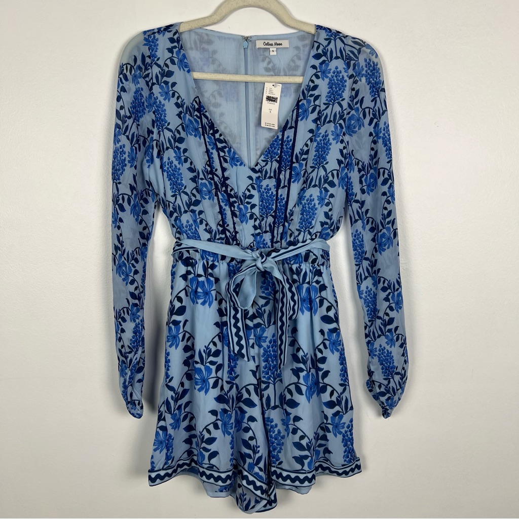 Anthropologie Celina Moon Nwt Alia Romper Long Sleeve Floral Size 8